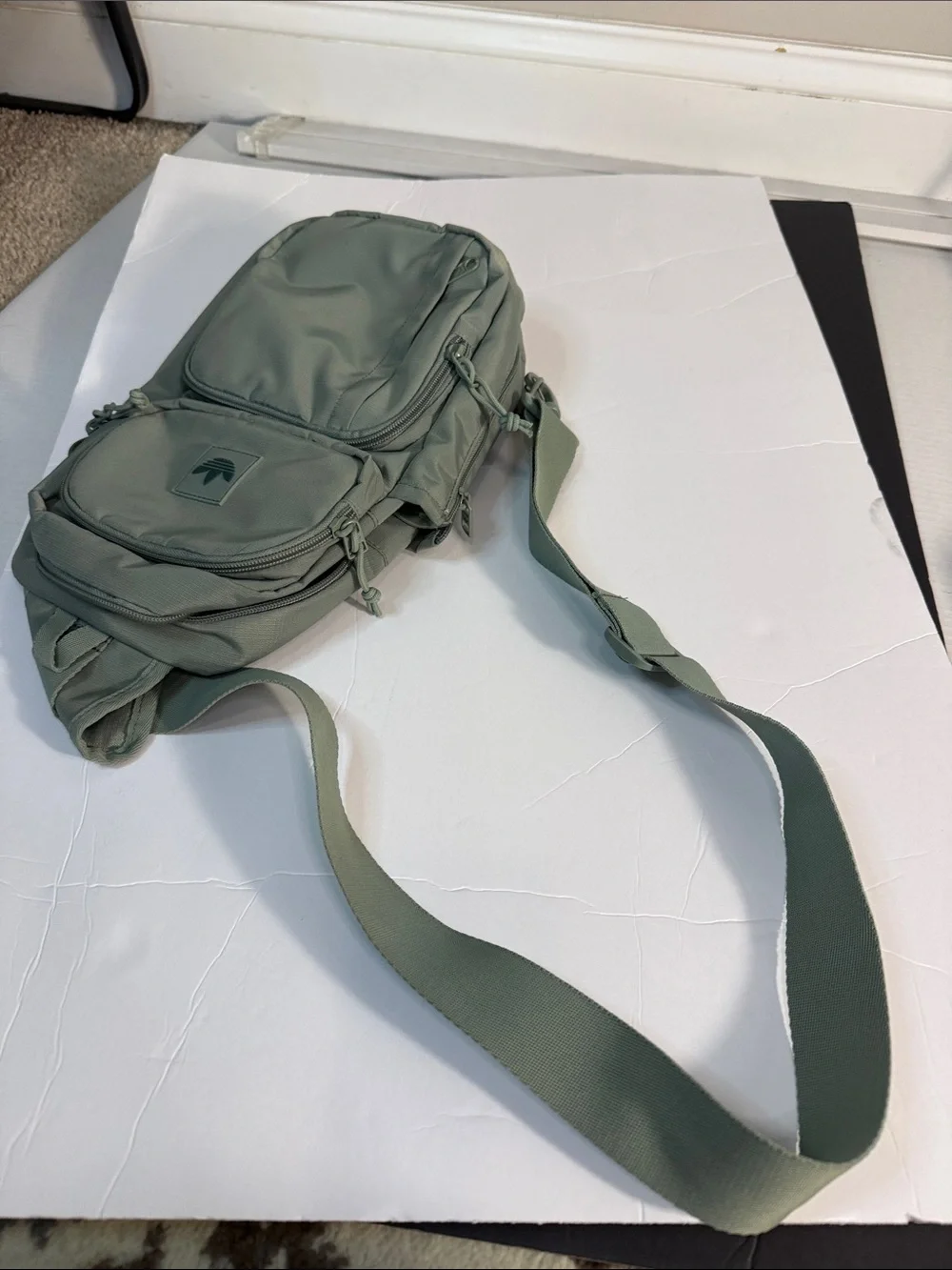 adidas Originals Sage Green sling bag. Measurements in pictures